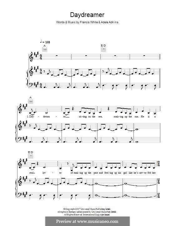 Daydreamer: Für Stimme und Klavier (oder Gitarre) by Adele