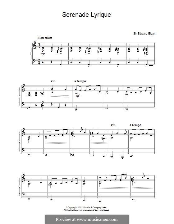 Lyrische Serenade: Für Klavier, leicht by Edward Elgar