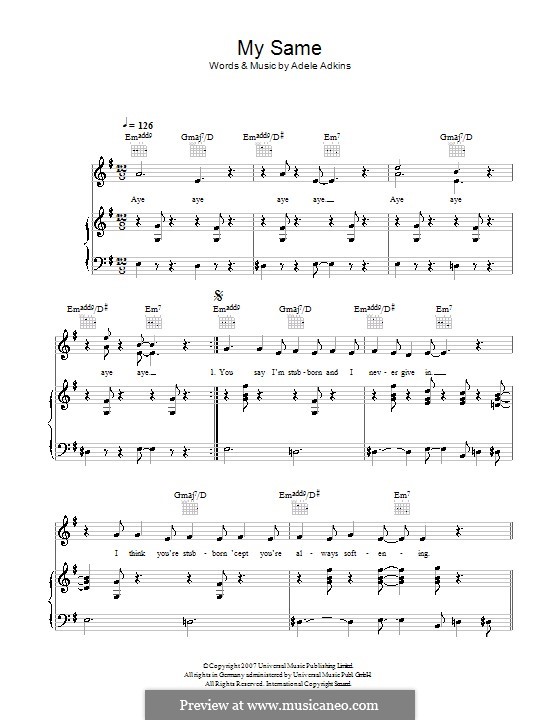 My Same: Für Stimme und Klavier (oder Gitarre) by Adele