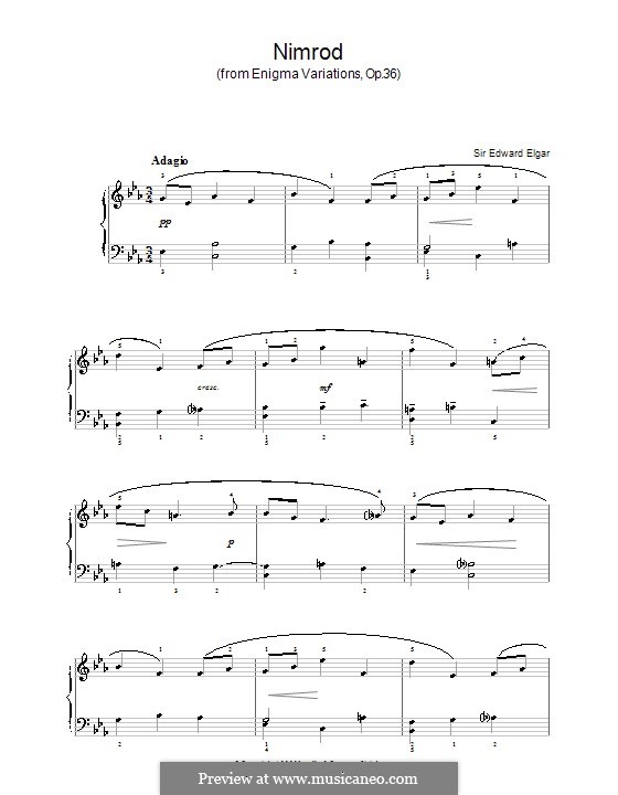 Variation Nr.9 'Nimrod': Einfache Noten für Klavier by Edward Elgar