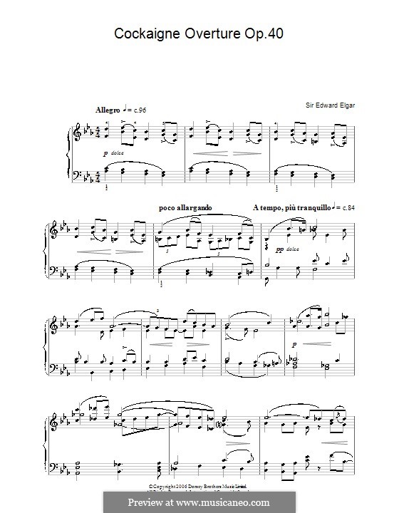 Cockaigne (In London Town), Op.40: Theme, for piano by Edward Elgar