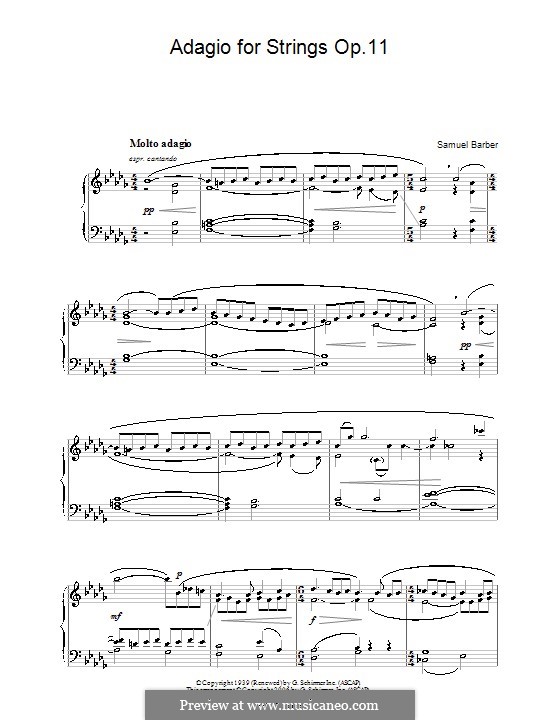 Adagio für Streicher, Op.11: Version für Klavier by Samuel Barber
