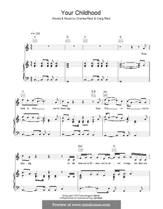 Your Childhood (The Proclaimers): Für Stimme und Klavier (oder Gitarre) by Charles Reid, Craig Reid