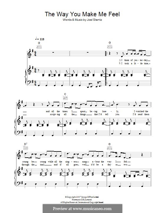The Way You Make Me Feel (McFly): Für Stimme und Klavier (oder Gitarre) by Joel Stentz