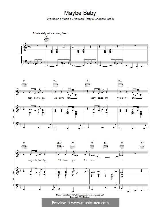 Maybe Baby (Buddy Holly): Für Stimme und Klavier (oder Gitarre) by Charles Hardin, Norman Petty