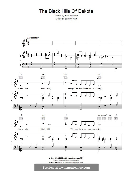 The Black Hills of Dakota: Für Stimme und Klavier (oder Gitarre) by Sammy Fain