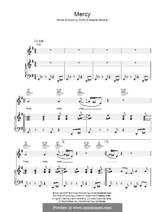 Mercy (Duffy): Für Stimme und Klavier (oder Gitarre) by Aimee Duffy, Steve Booker