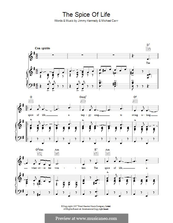The Spice of Life: Für Stimme und Klavier (oder Gitarre) by Michael Carr