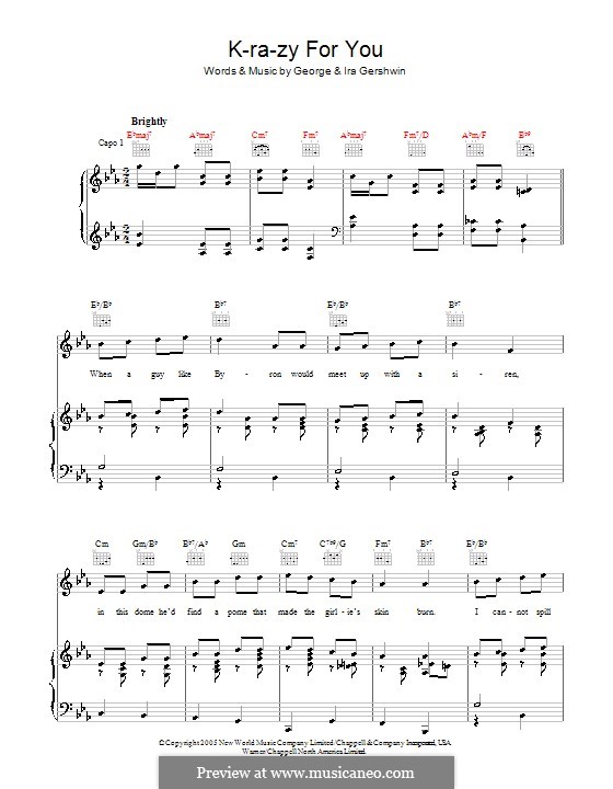 K-ra-zy For You: Für Stimme und Klavier (oder Gitarre) by George Gershwin