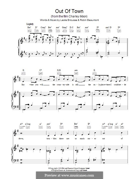 Out of Town: Für Stimme und Klavier (oder Gitarre) by Leslie Bricusse