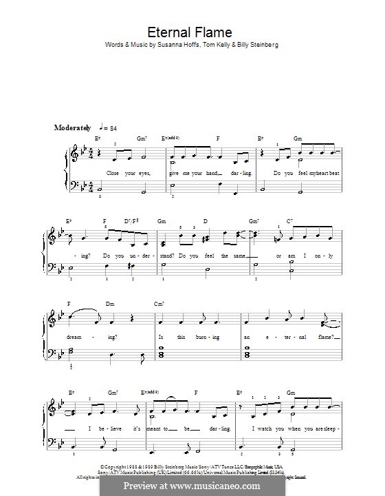 Eternal Flame: Für Klavier, leicht by Billy Steinberg, Susanna Hoffs, Tom Kelly