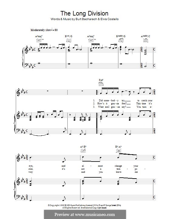 The Long Division: Für Stimme und Klavier (oder Gitarre) by Burt Bacharach
