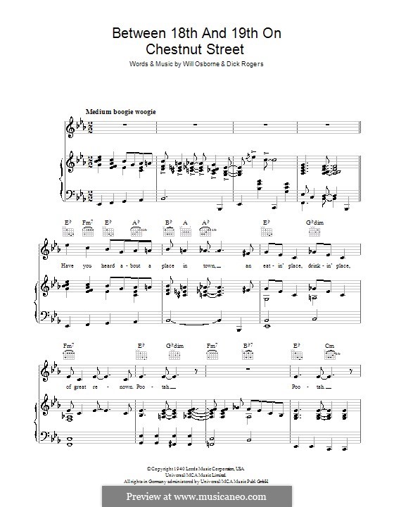 Between 18th and 19th on Chestnut Street (Bing Crosby): Für Stimme und Klavier (oder Gitarre) by Dick Rogers, Will Osborne