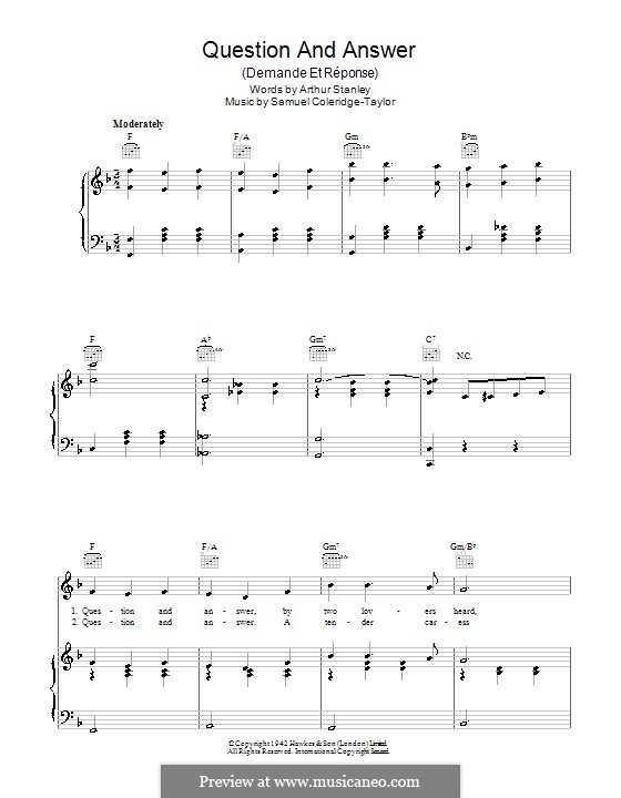Question and Answer (Demande et Reponse): Für Stimme und Klavier (oder Gitarre) by Samuel Coleridge-Taylor