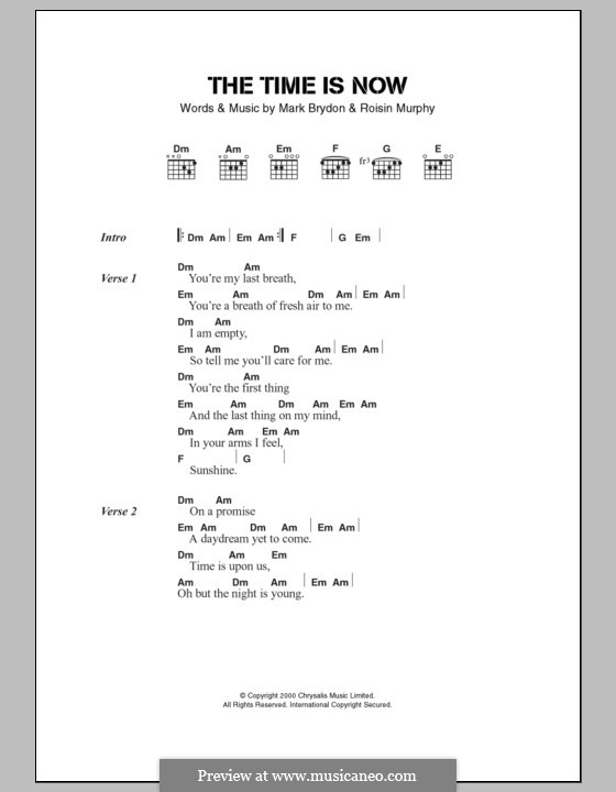 The Time Is Now (Moloko): Text und Akkorde by Mark Brydon, Roisin Murphy