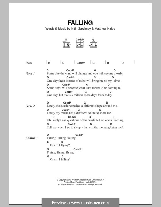 Falling: Text und Akkorde by Matthew Hales