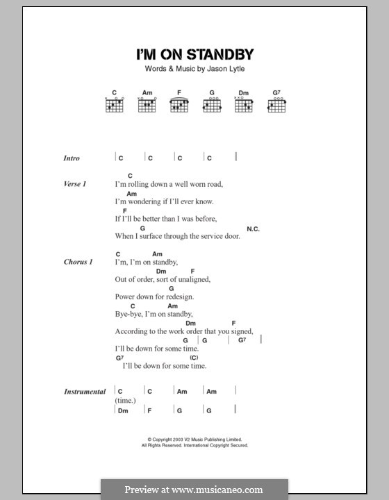 I'm on Standby (Grandaddy): Text und Akkorde by Jason Lytle