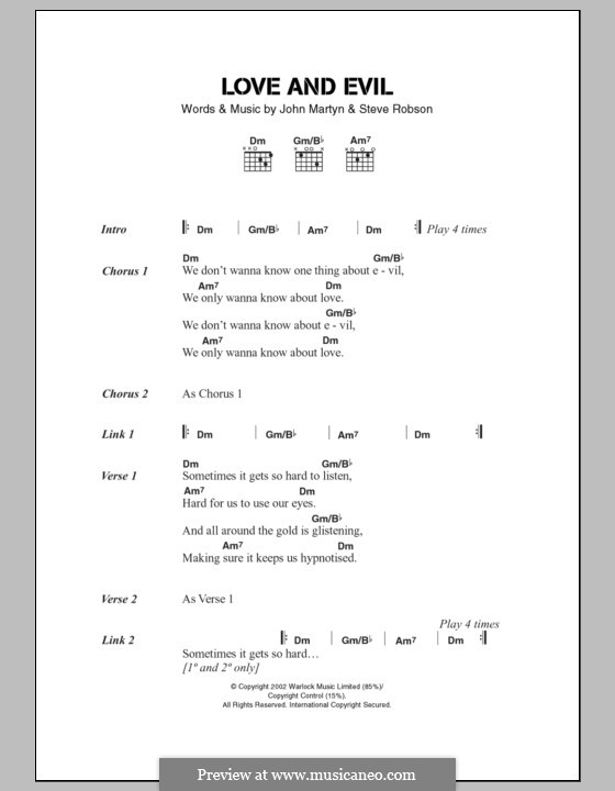 Love and Evil: Texte und Akkorde by Steve Robson