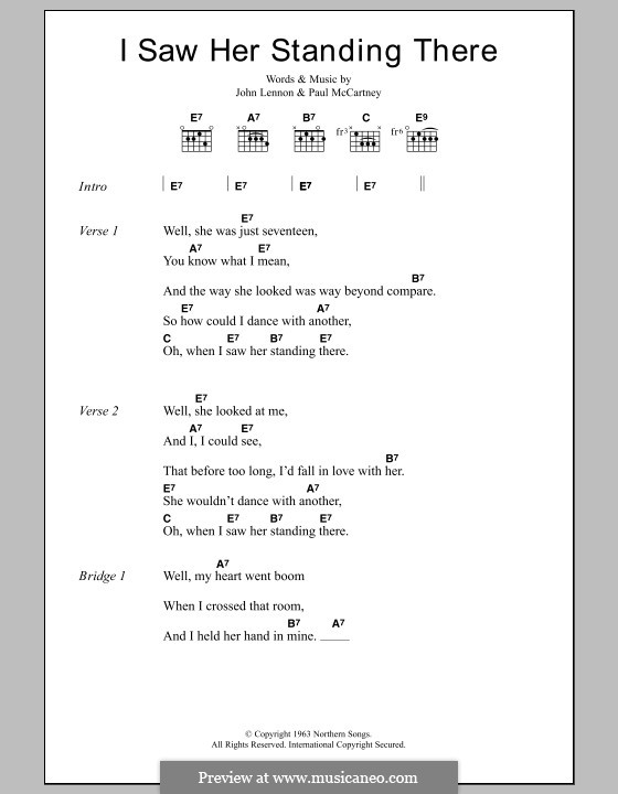 I Saw Her Standing There (The Beatles): Text und Akkorde by John Lennon, Paul McCartney