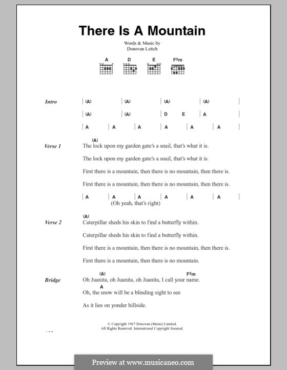 There is a Mountain: Texte und Akkorde by Donovan Leitch