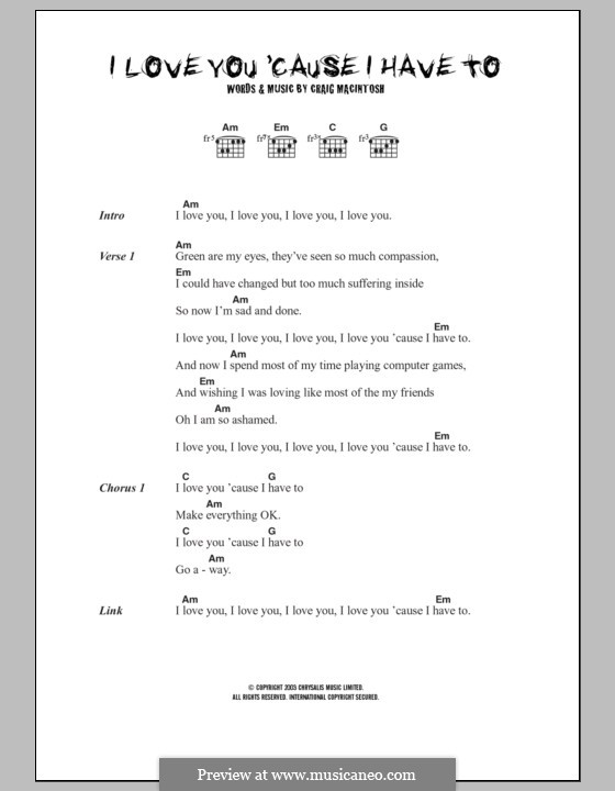 I Love You 'Cause I Have To (Dogs Die in Hot Cars): Text und Akkorde by Craig MacIntosh