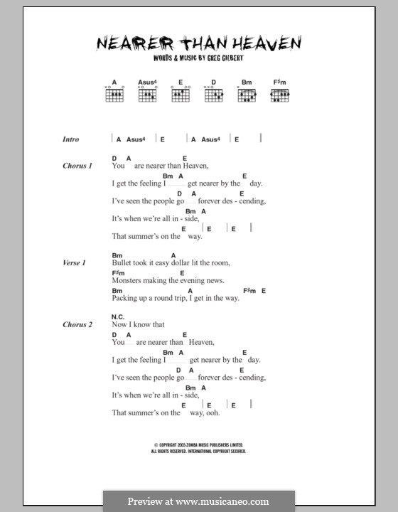 Nearer Than Heaven (The Delays): Text und Akkorde by Greg Gilbert