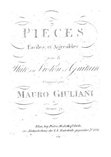 Sechzehn leichte Stücke für Flöte (oder Violine) und Gitarre, Op.74: Sechzehn leichte Stücke für Flöte (oder Violine) und Gitarre by Mauro Giuliani