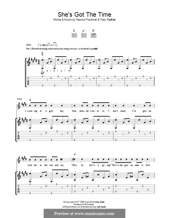 She's Got the Time: Für Gitarre mit Tabulatur by Toby Faulkner