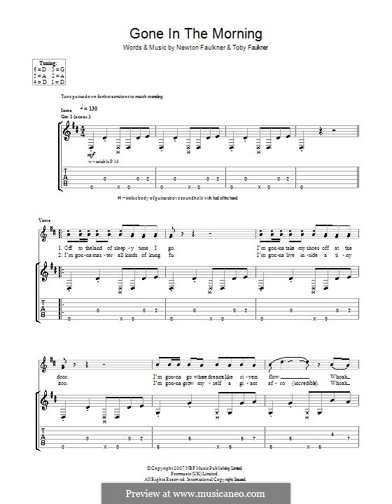 Gone in the Morning: Für Gitarre mit Tabulatur by Toby Faulkner