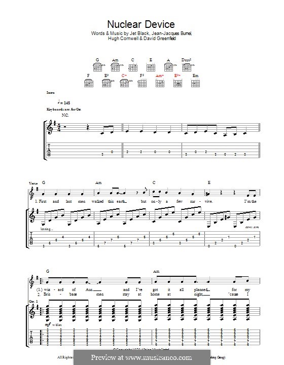 Nuclear Device (The Stranglers): Für Gitarre mit Tabulatur by David Greenfield, Hugh Cornwell, Jean-Jacques Burnel, Jet Black