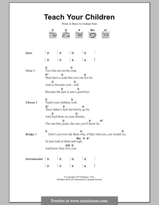 Teach Your Children (Crosby, Stills & Nash): Texte und Akkorde by Graham Nash
