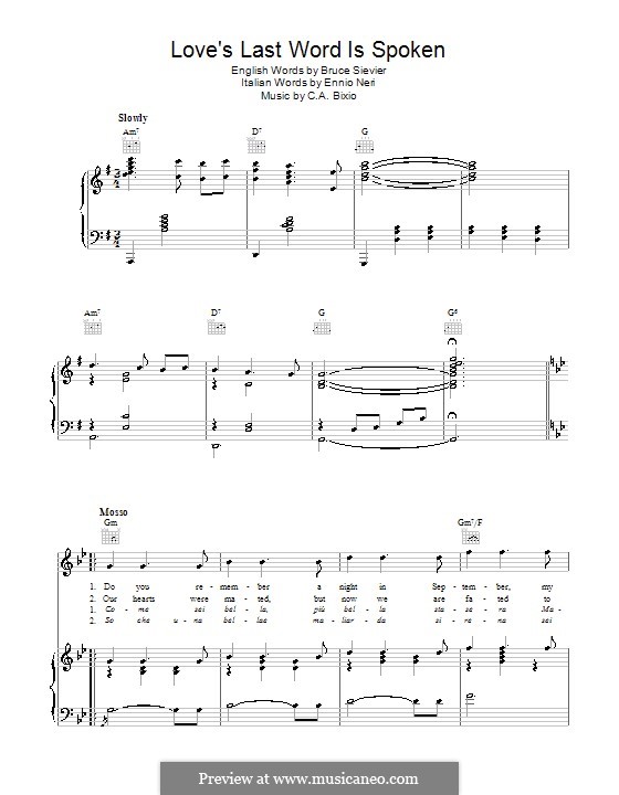 Love's Last Word Is Spoken: Für Stimme und Klavier (oder Gitarre) by Cesare Bixio