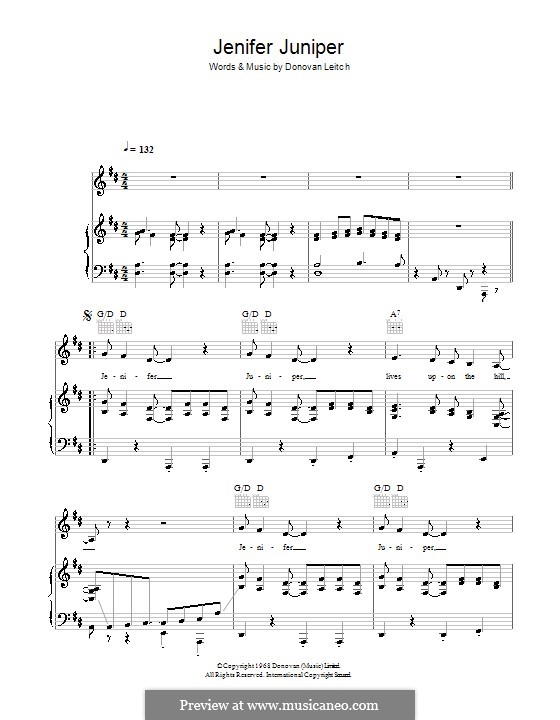Jennifer Juniper: Für Stimme und Klavier (oder Gitarre) by Donovan Leitch