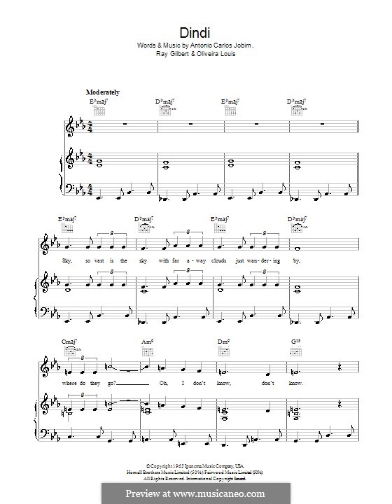 Dindi: Für Stimme und Klavier (oder Gitarre) by Oliveira Louis, Ray Gilbert