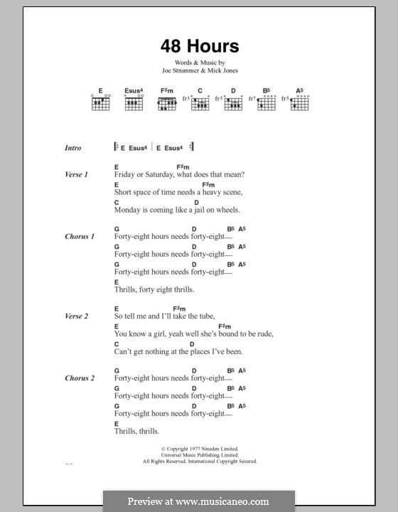 48 Hours (The Clash): Texte und Akkorde by Joe Strummer, Mike Jones