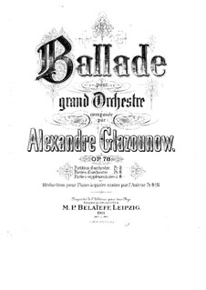 Ballade für Orchester, Op.78: Bearbeitung für Klavier, vierhändig by Alexander Glazunov