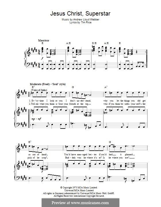 Superstar: Für Stimme und Klavier (oder Gitarre) by Andrew Lloyd Webber