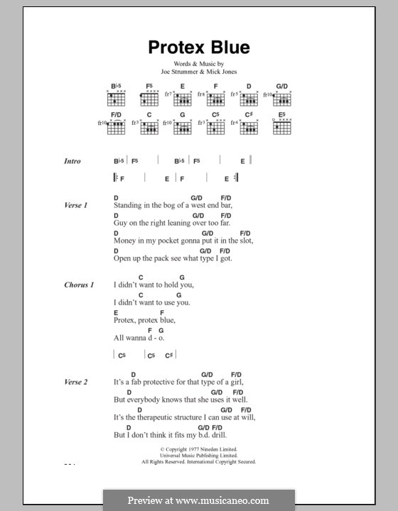 Protex Blue (The Clash): Text und Akkorde by Joe Strummer, Mick Jones