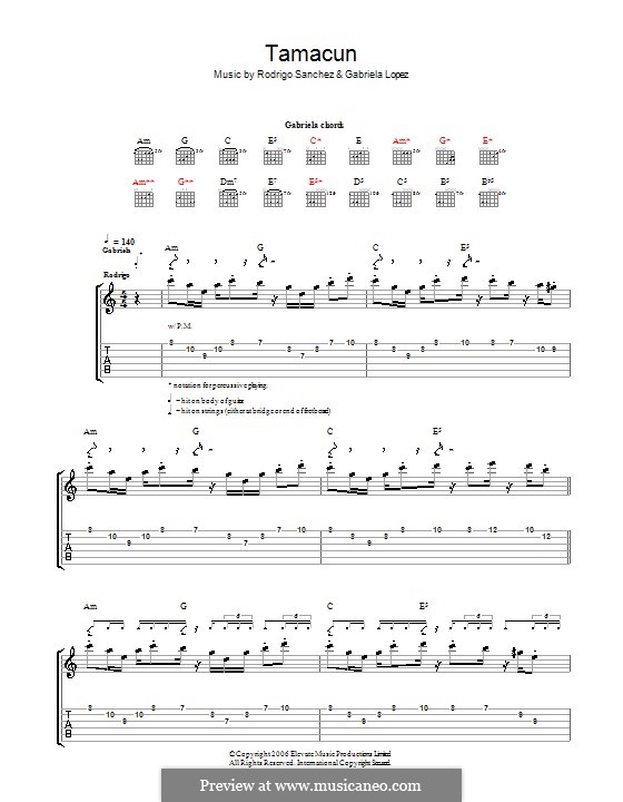 Tamacun: Für Gitarre mit Tab by Gabriela Lopez, Rodrigo Sánchez
