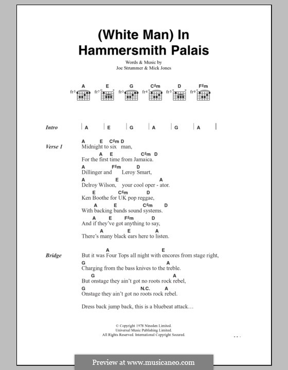 White Man in Hammersmith Palais (The Clash): Text und Akkorde by Joe Strummer, Mick Jones