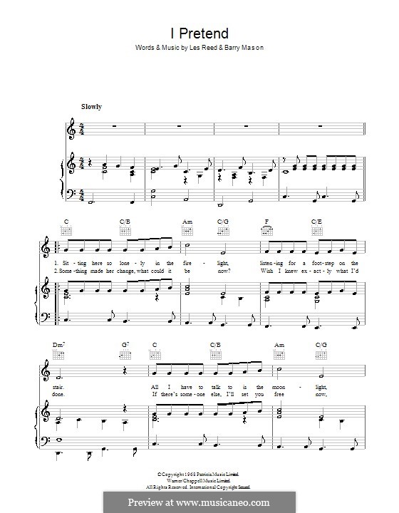 I Pretend: Für Stimme und Klavier (oder Gitarre) by Barry Mason