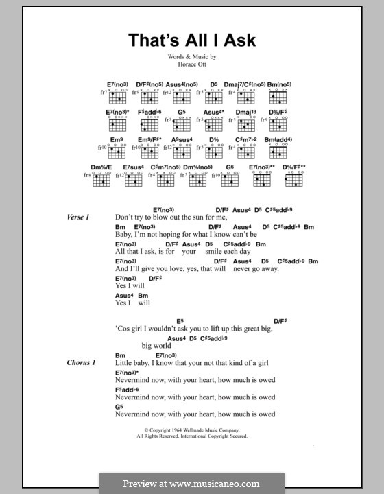 That's All I Ask: Texte und Akkorde by Horace Ott