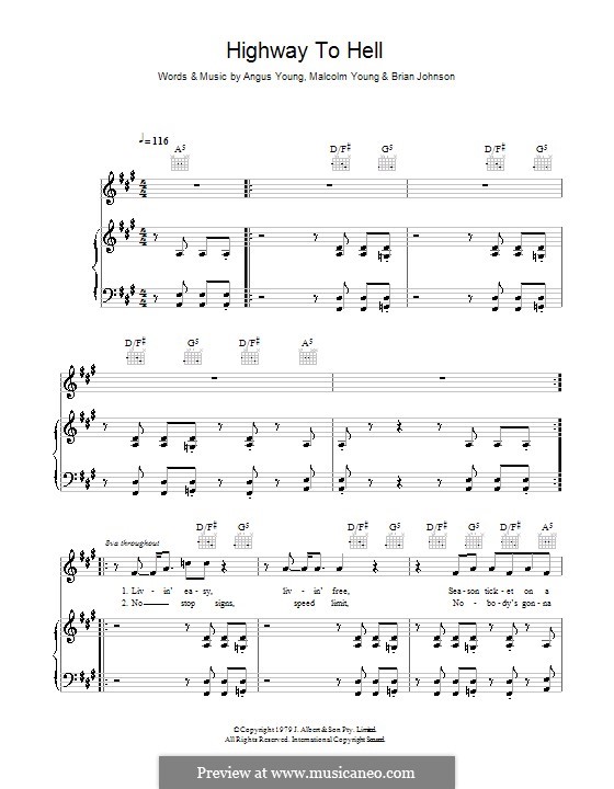 Highway to Hell (AC/DC) von A. Young, B. Scott, B. Johnson, M. Young auf MusicaNeo