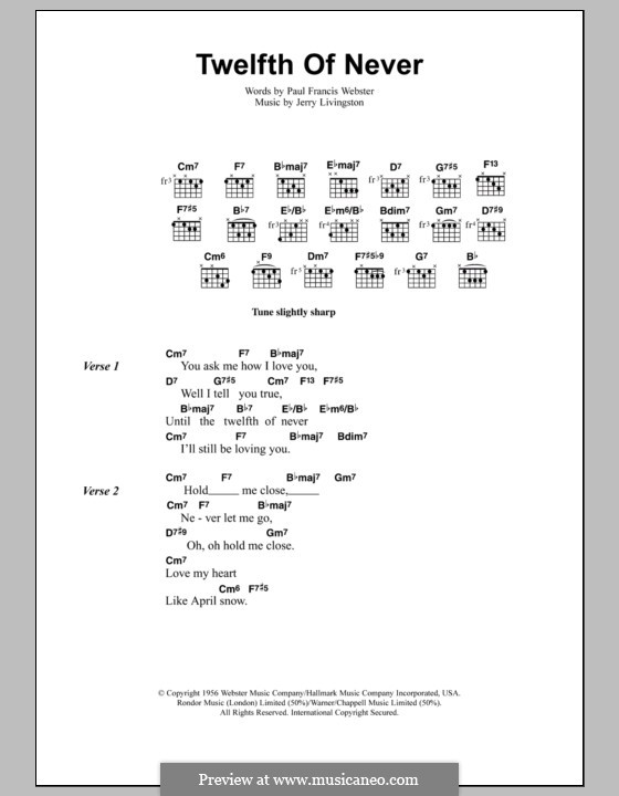 The Twelfth of Never (Jeff Buckley): Text und Akkorde by Jerry Livingston