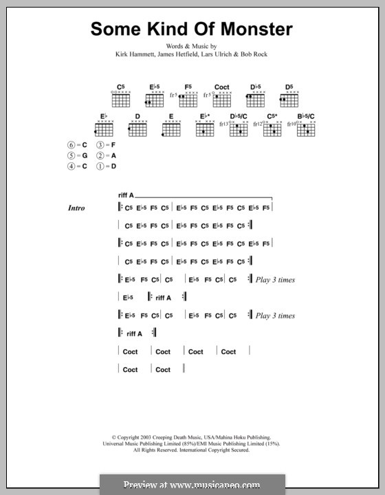 Some Kind of Monster (Metallica): Text und Akkorde by Bob Rock, James Hetfield, Kirk Hammett, Lars Ulrich