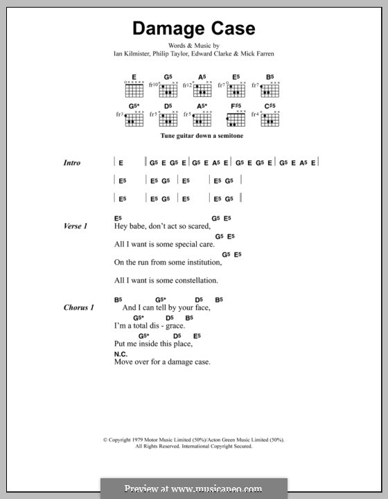 Damage Case (Metallica): Text und Akkorde by Edward Clarke, Ian Kilmister, Mick Farren, Philip Taylor