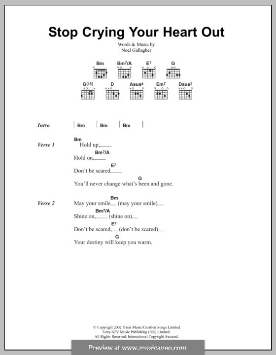 Stop Crying Your Heart Out (Oasis): Text und Akkorde by Noel Gallagher