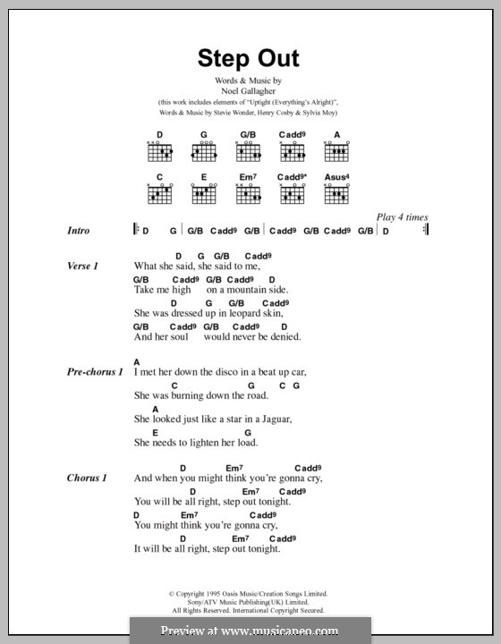 Step Out (Oasis): Text und Akkorde by Noel Gallagher