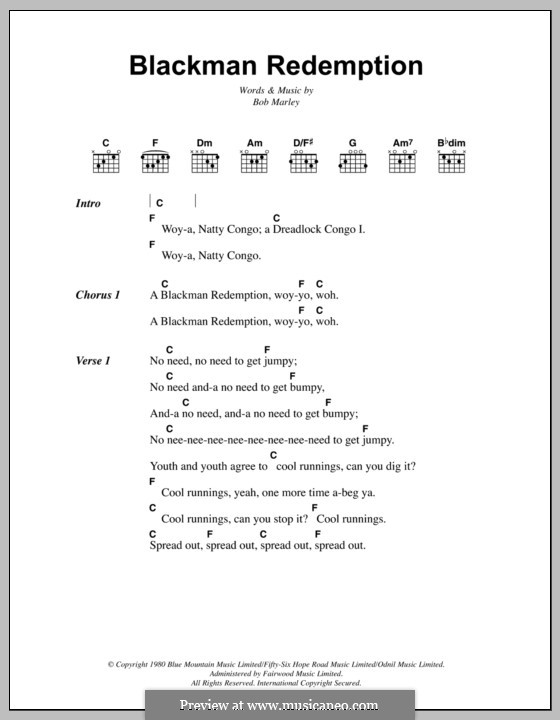 Blackman Redemption (Bob Marley): Text und Akkorde by Lee Scratch Perry 
