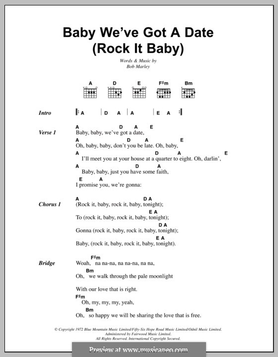 Baby We've Got a Date (Rock It Baby): Text und Akkorde by Bob Marley